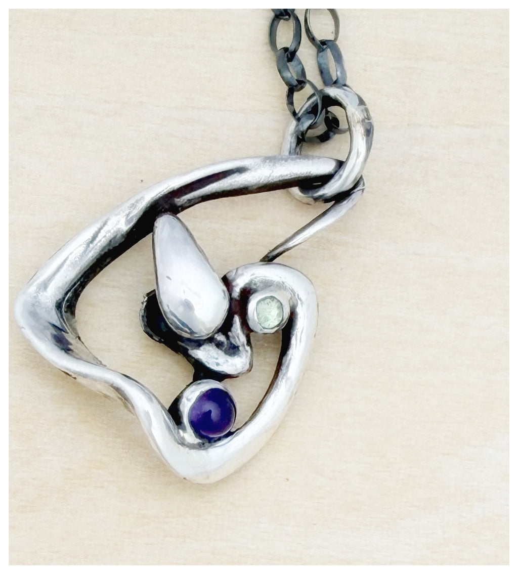 Sculptural Sterling Silver Triangle Pendant
