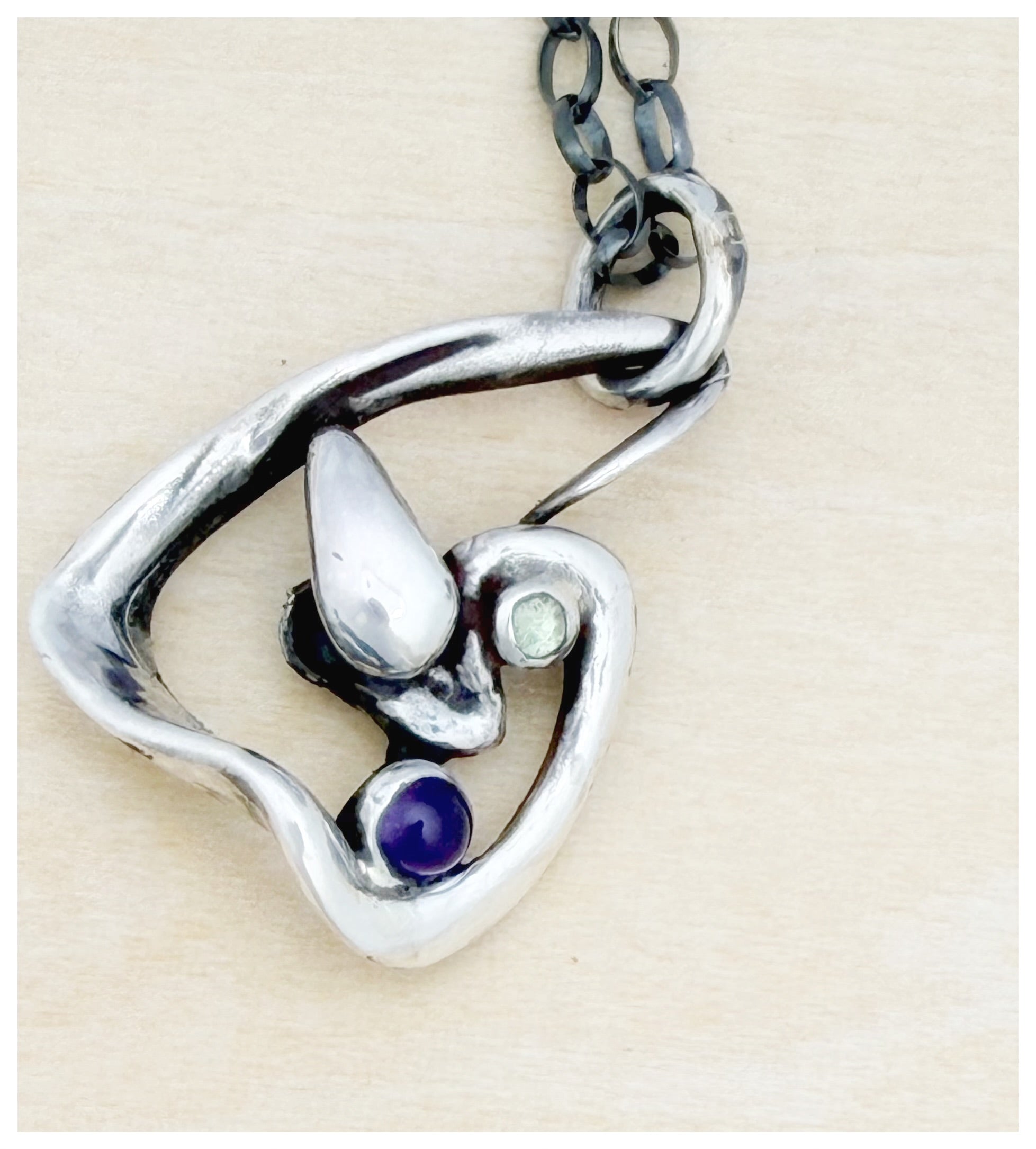 Sculptural Sterling Silver Triangle Pendant