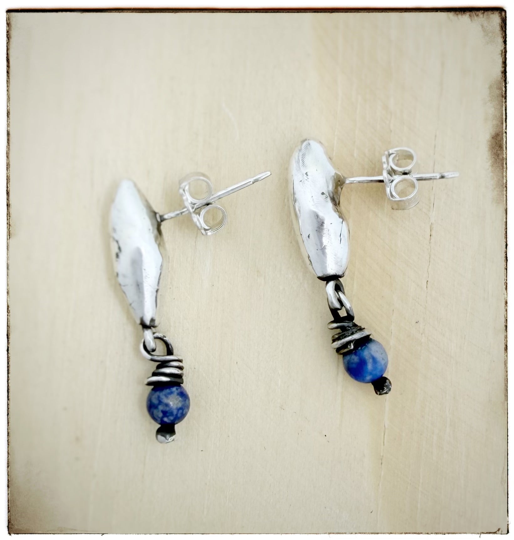 Lapis Water Drop Post Earrings