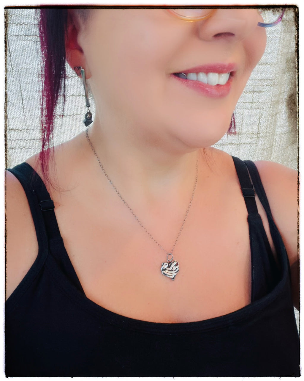 Silver Heart Sculptural Necklace