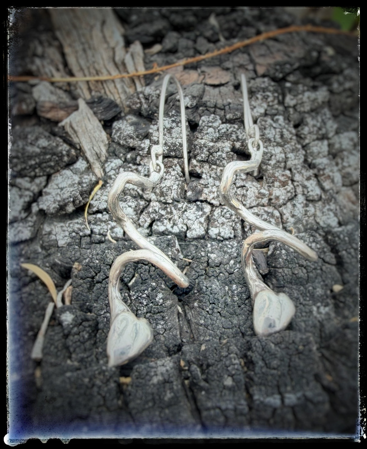 Sculptural Gloopy Goth Heart Earrings