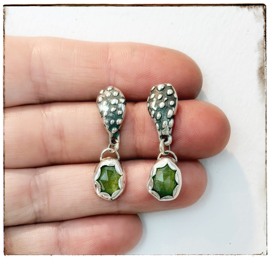 Prickly Pear Rose-Cut Vesuvianite Earrings