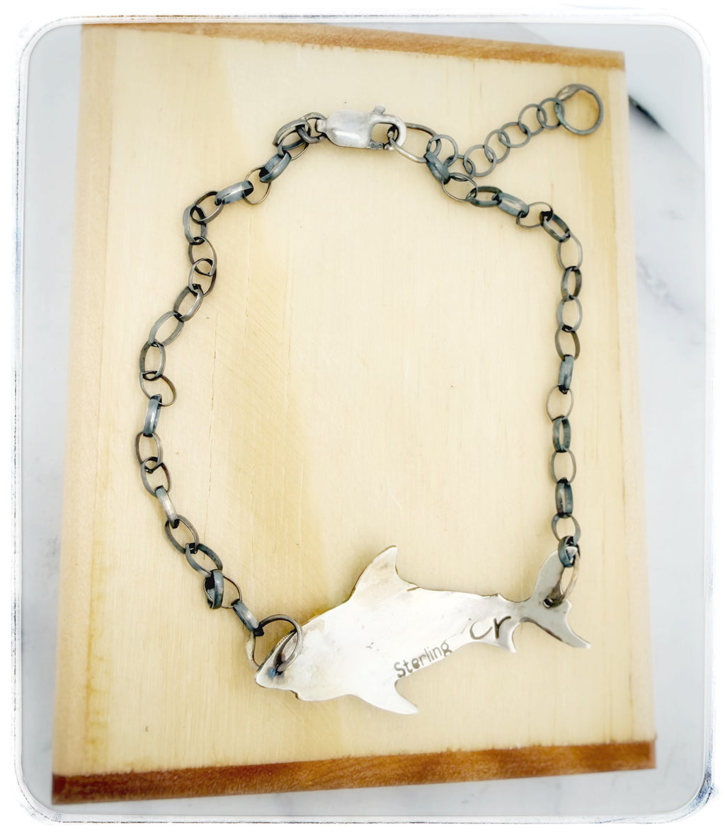 Blue Enamel Shark Bracelet
