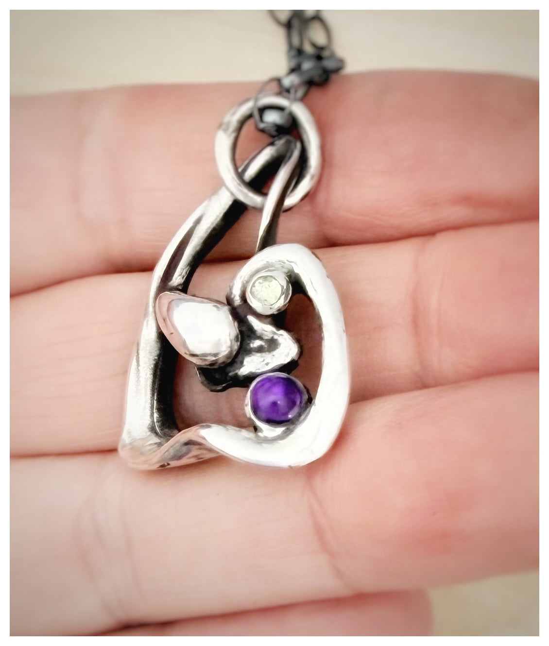 Sculptural Sterling Silver Triangle Pendant