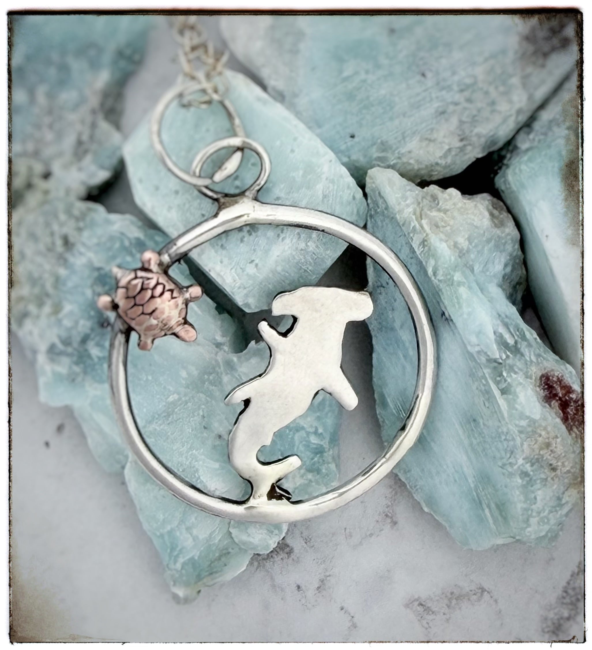 Tiny Hammerhead Shark Circle Necklace