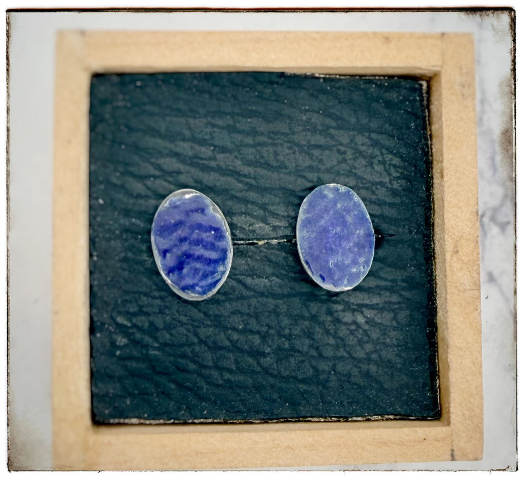 Blue Dot Enamel Post Earrings
