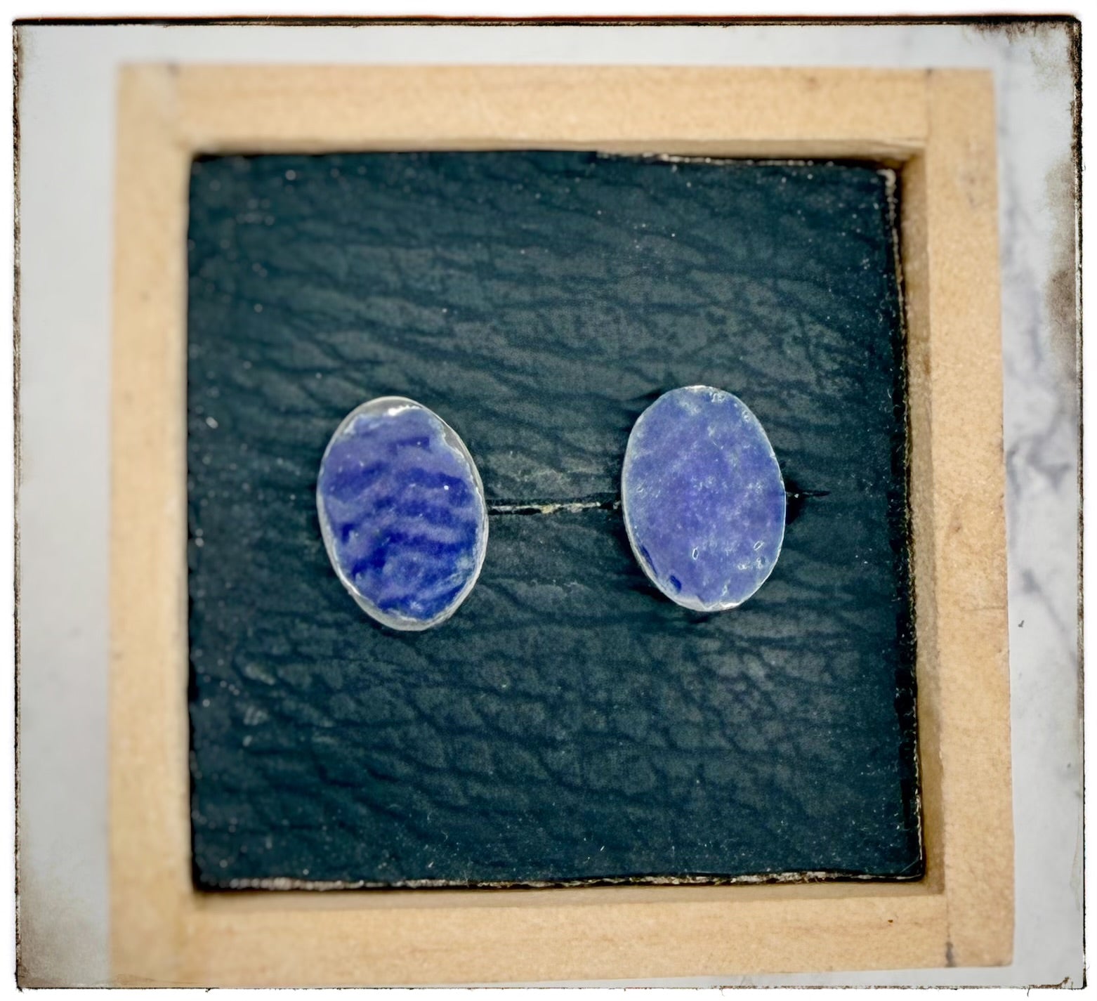 Blue Dot Enamel Post Earrings