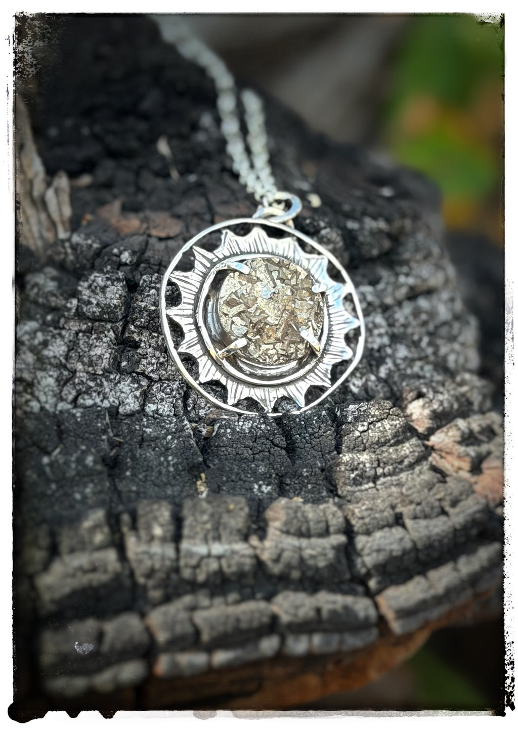 Pyrite Crystal Sterling Silver Sun Necklace