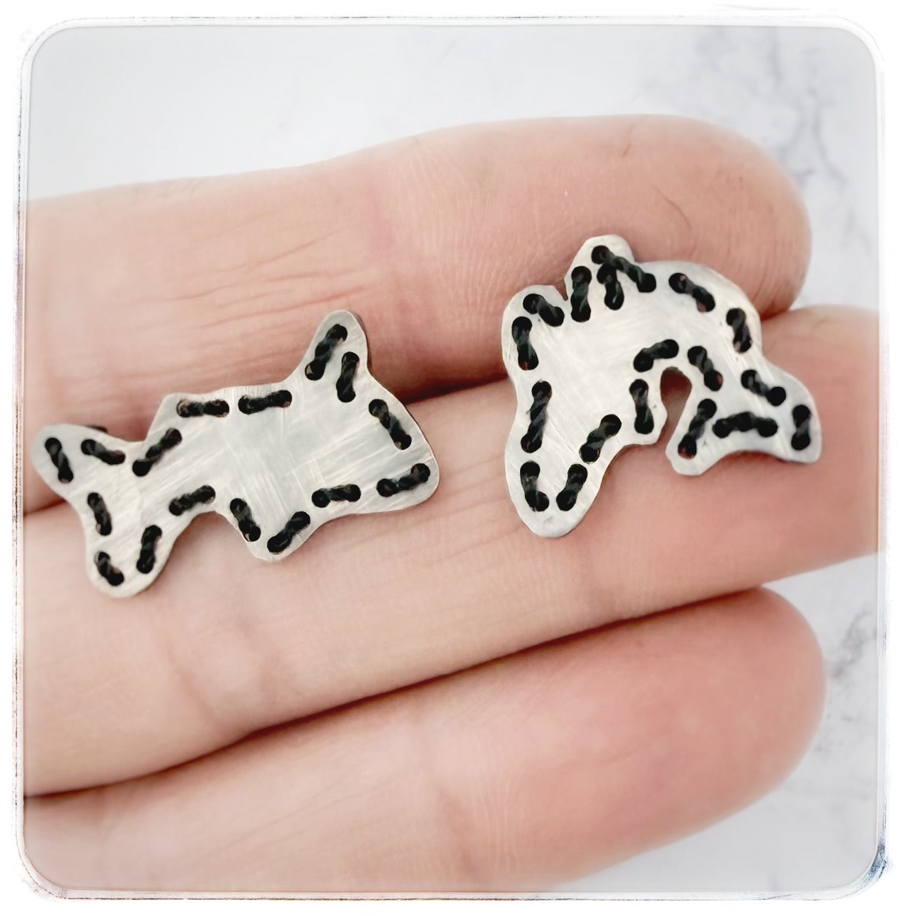 Stitched Mismatched Shark Earrings