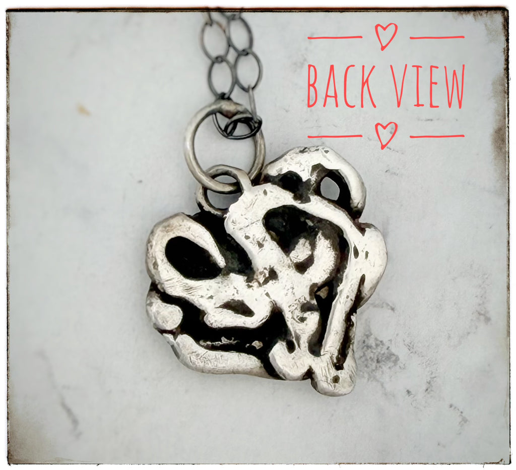 Silver Heart Sculptural Necklace