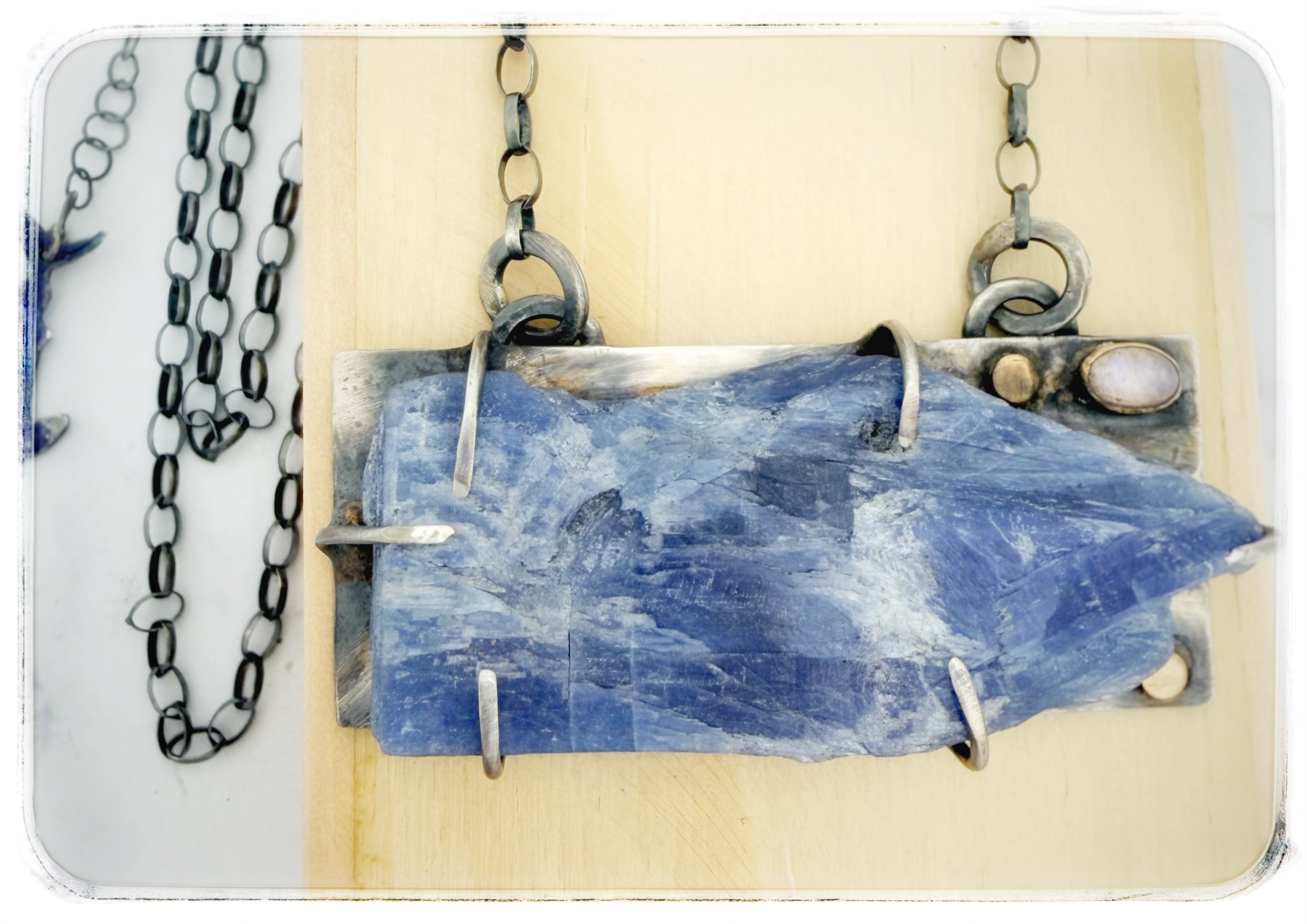 Raw Kyanite Sharks Swimming Necklace