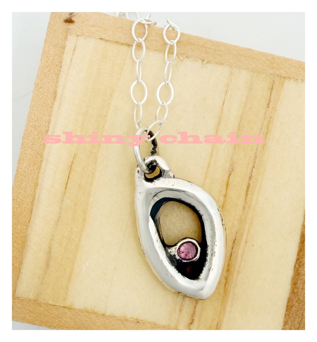 Oval Pink Tourmaline Sterling Silver Necklace