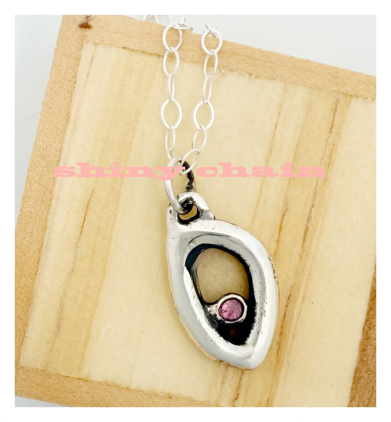 Oval Pink Tourmaline Sterling Silver Necklace