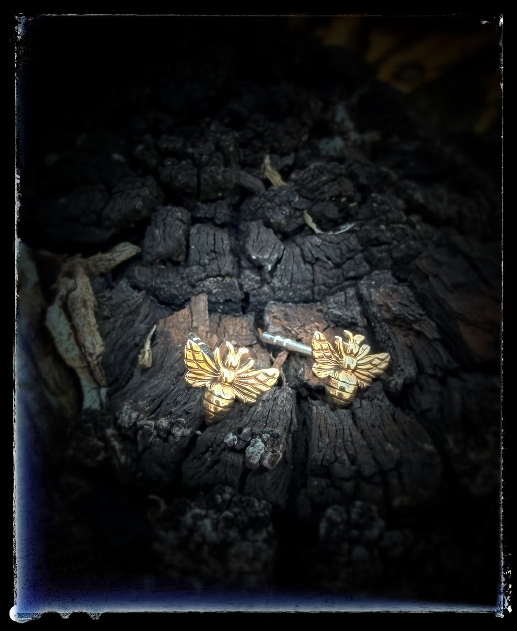 Bronze Dainty Bee Stud Earrings
