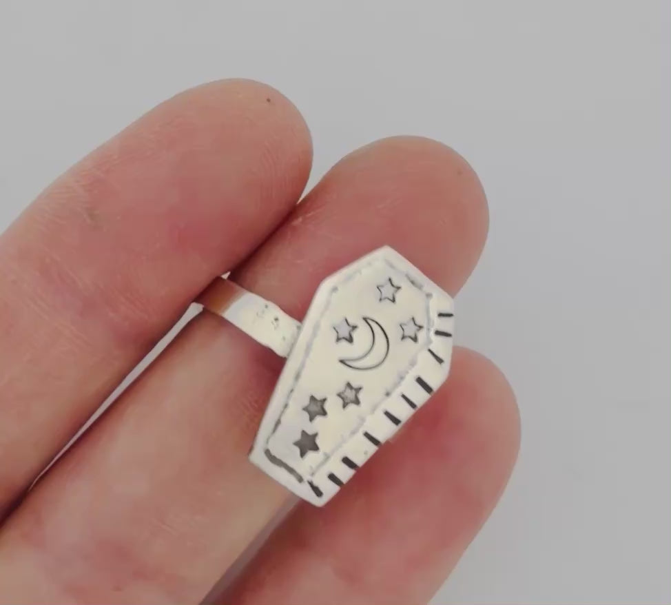 Sterling Silver Coffin Ring