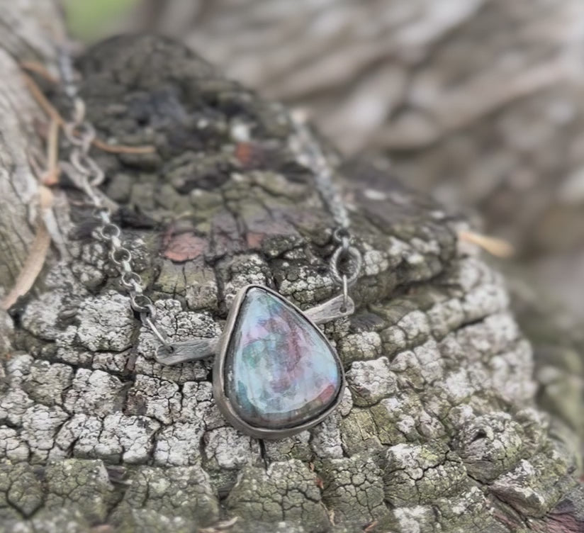 Fire  Labradorite Teardrop Necklace
