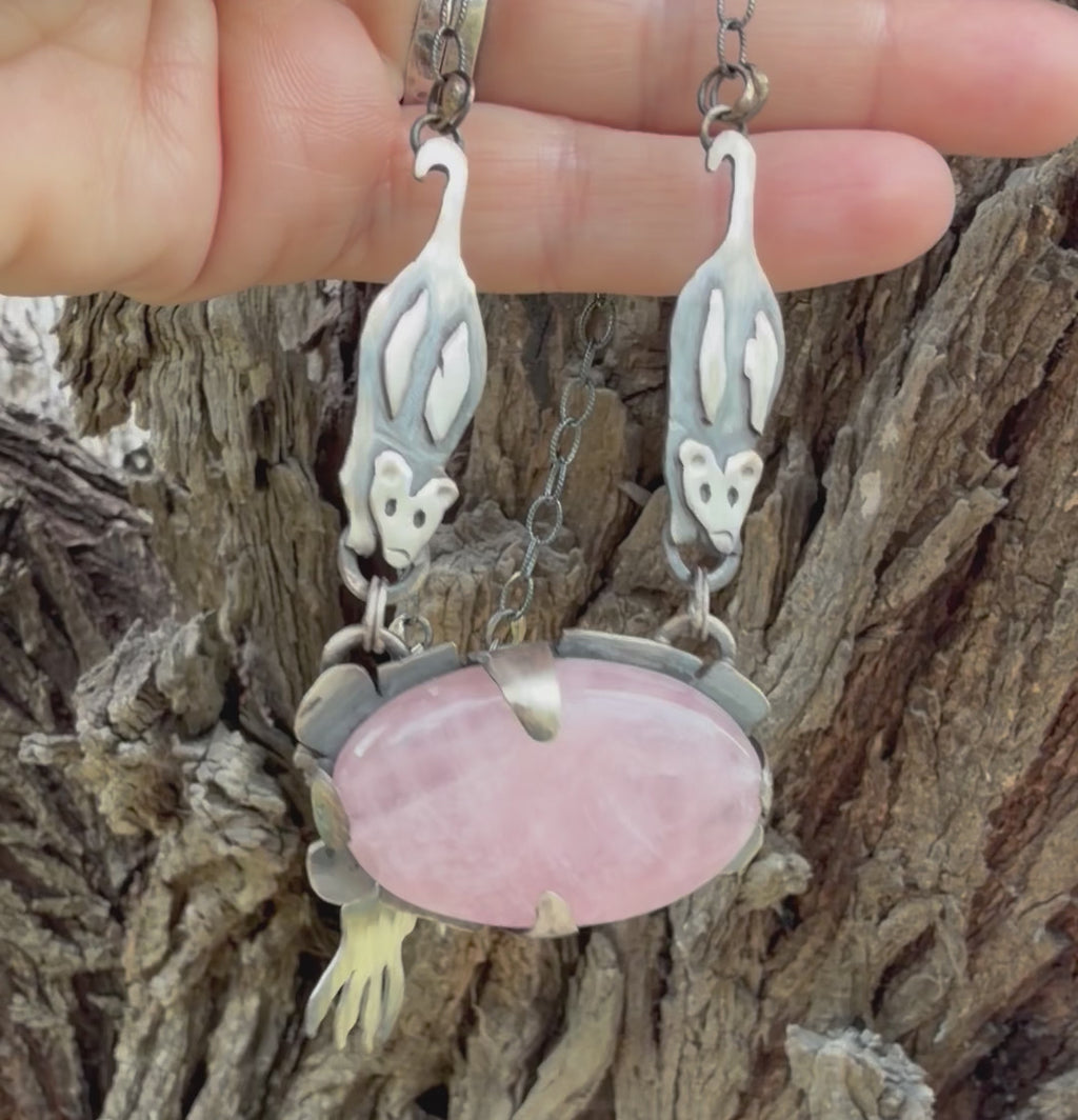 Opossum Rose Quartz Necklace