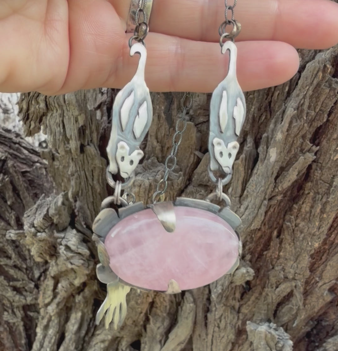 Opossum Rose Quartz Necklace