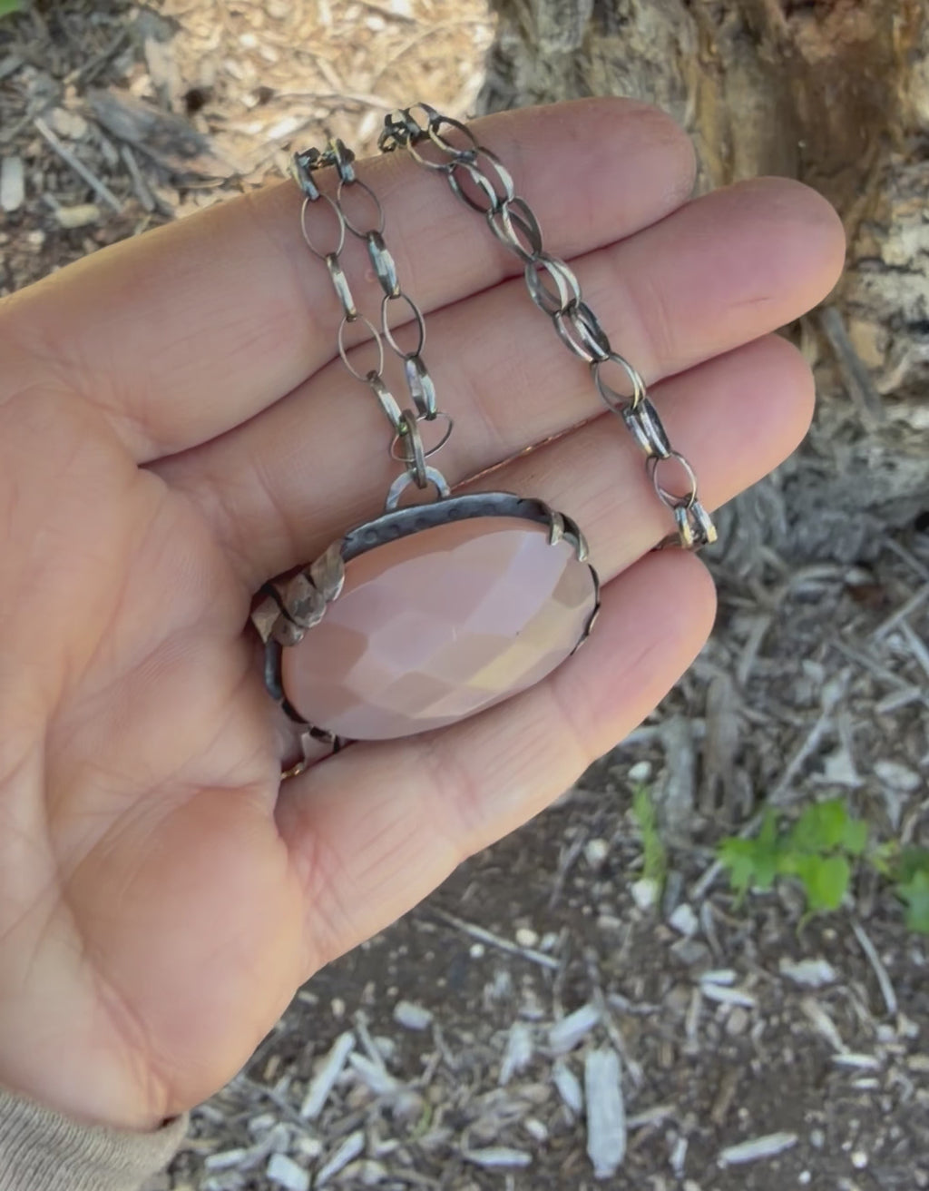 Moonstone Night Sky Oval Pendant
