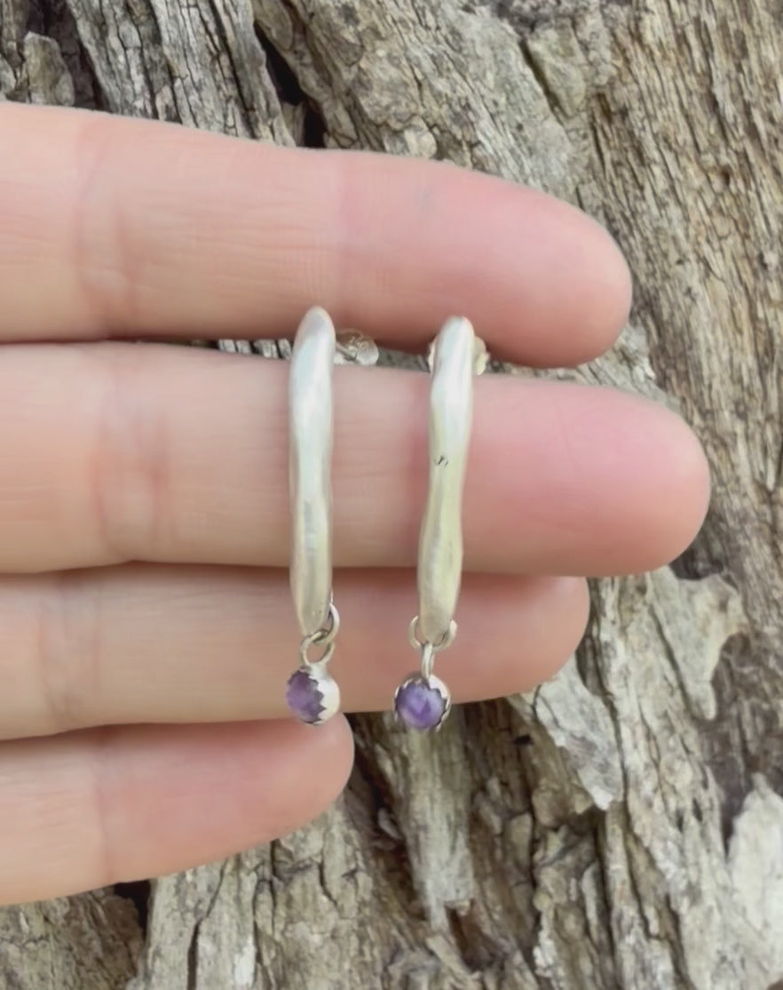 Charoite Crescent Earrings