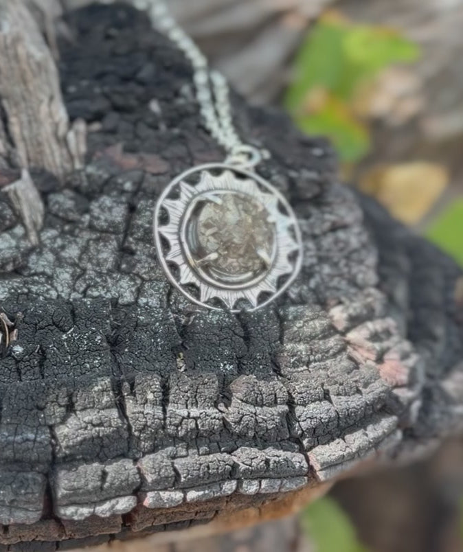 Pyrite Crystal Sterling Silver Sun Necklace