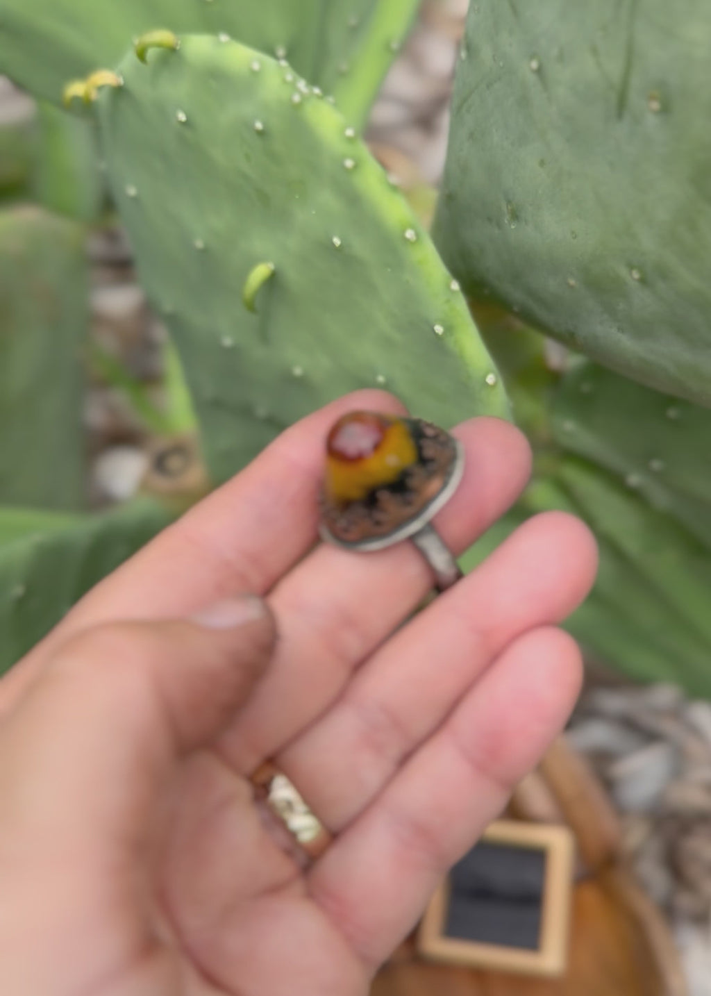 Fire Bezel Agate Ring