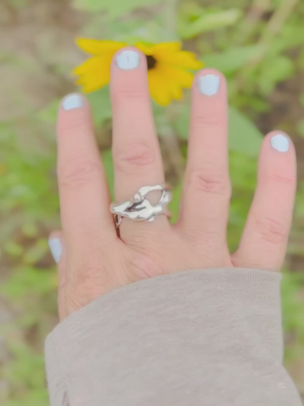 Sculptural Wide Sterling Silver Ring
