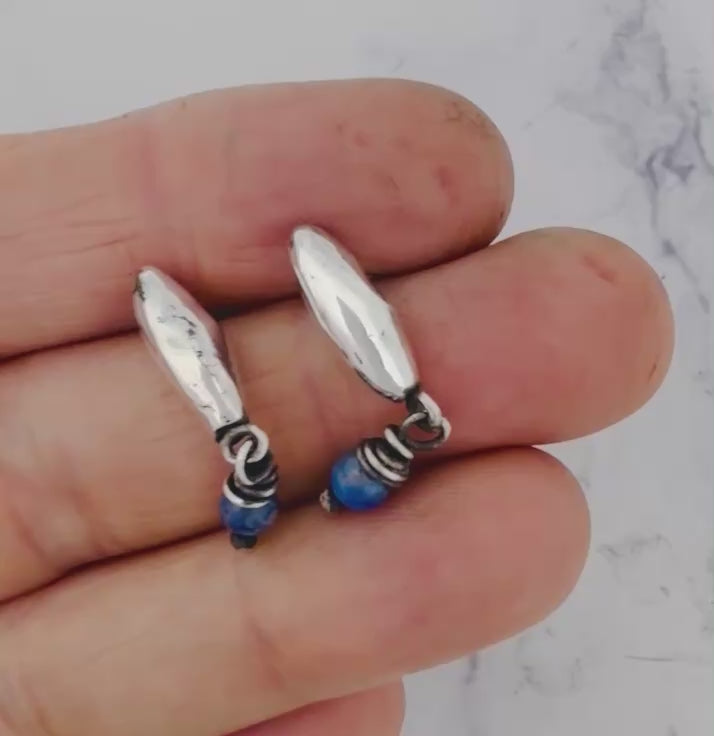 Lapis Water Drop Post Earrings