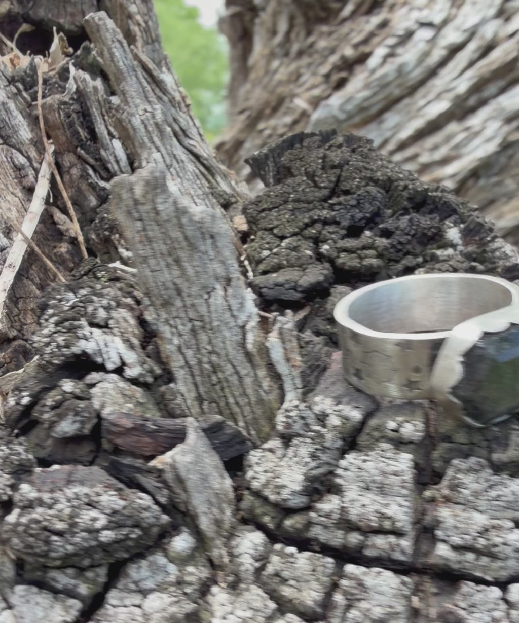 Silver Sheen Obsidian Goth Ring