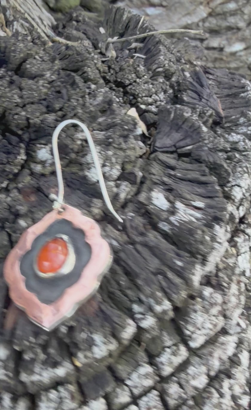 Boho Rose Cut Carnelian Dangle Earrings