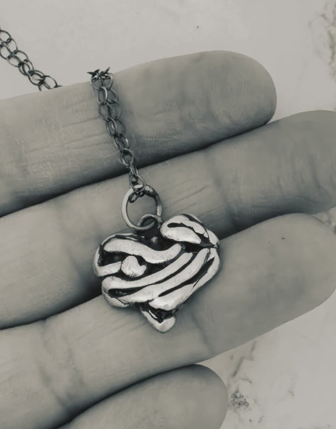 Silver Heart Sculptural Necklace
