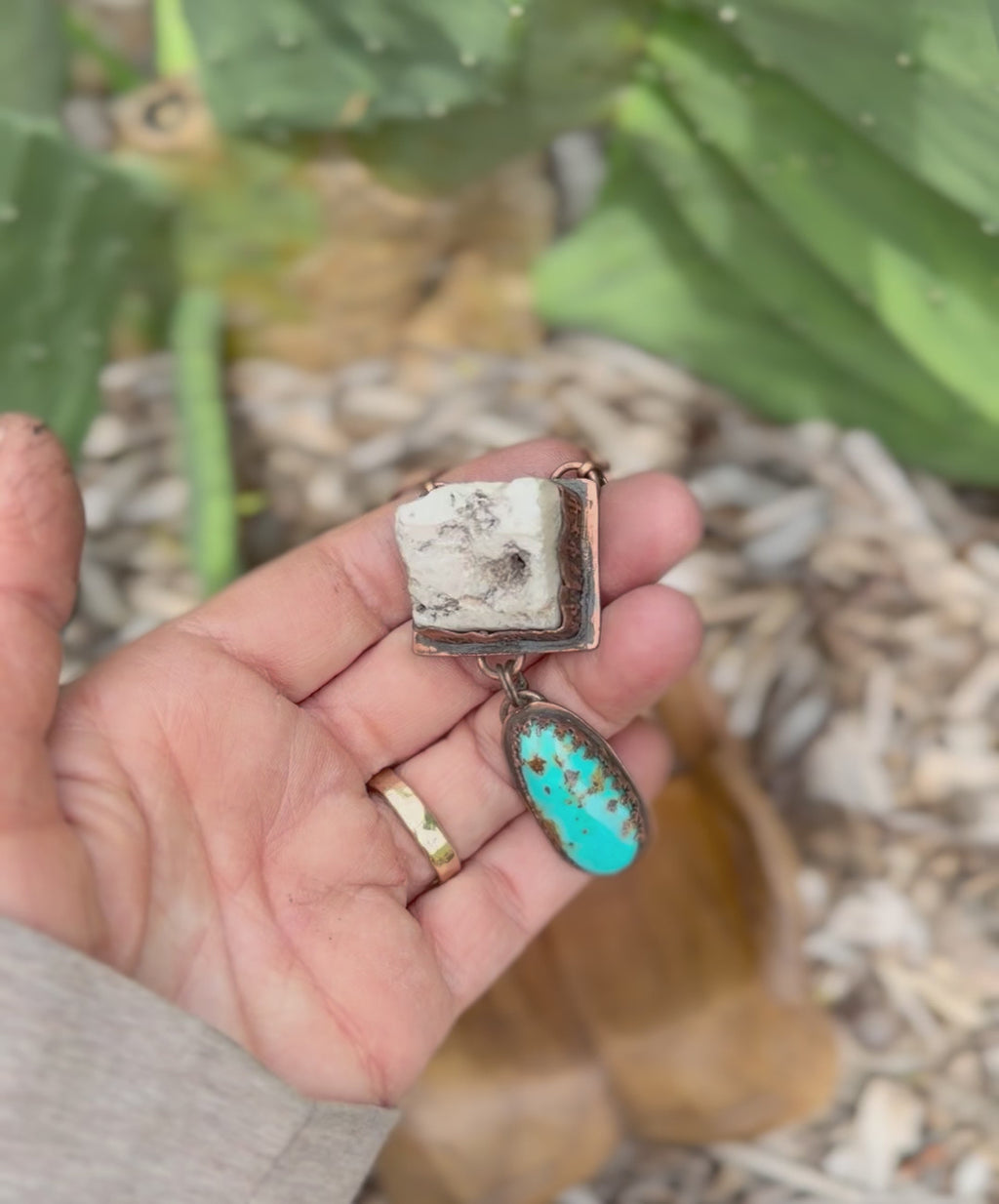 Desert Love Scolescite Turquoise Carnelian Necklace