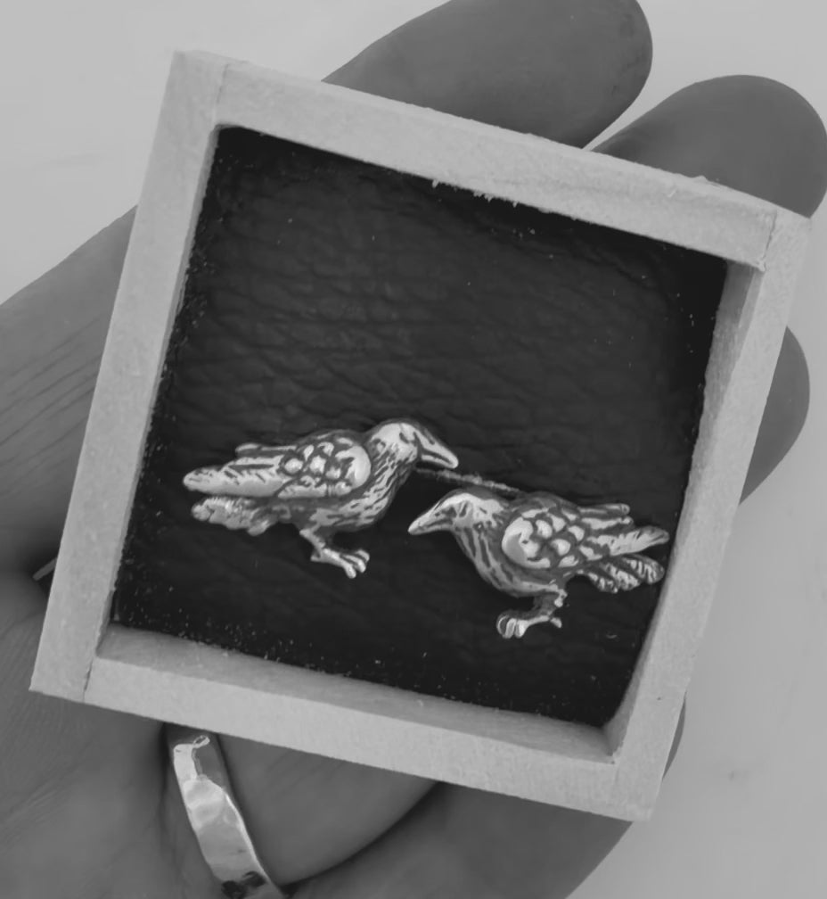 Tiny Crow Sterling Silver Earrings