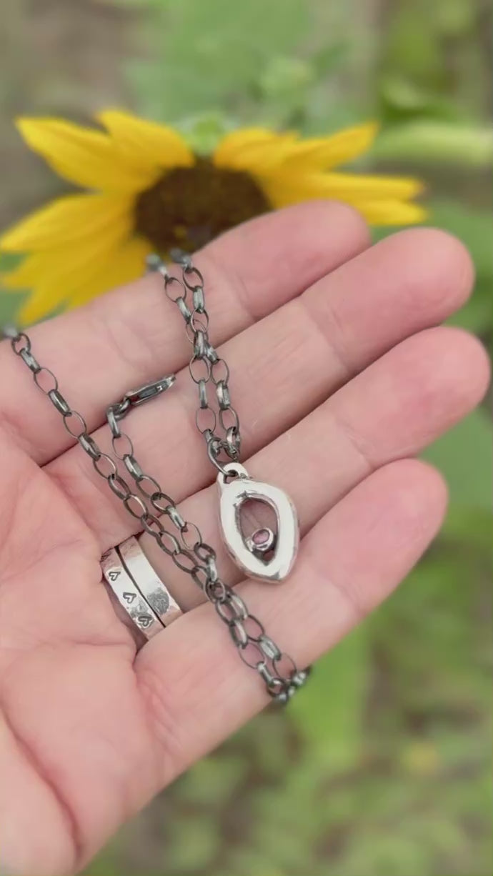 Oval Pink Tourmaline Sterling Silver Necklace