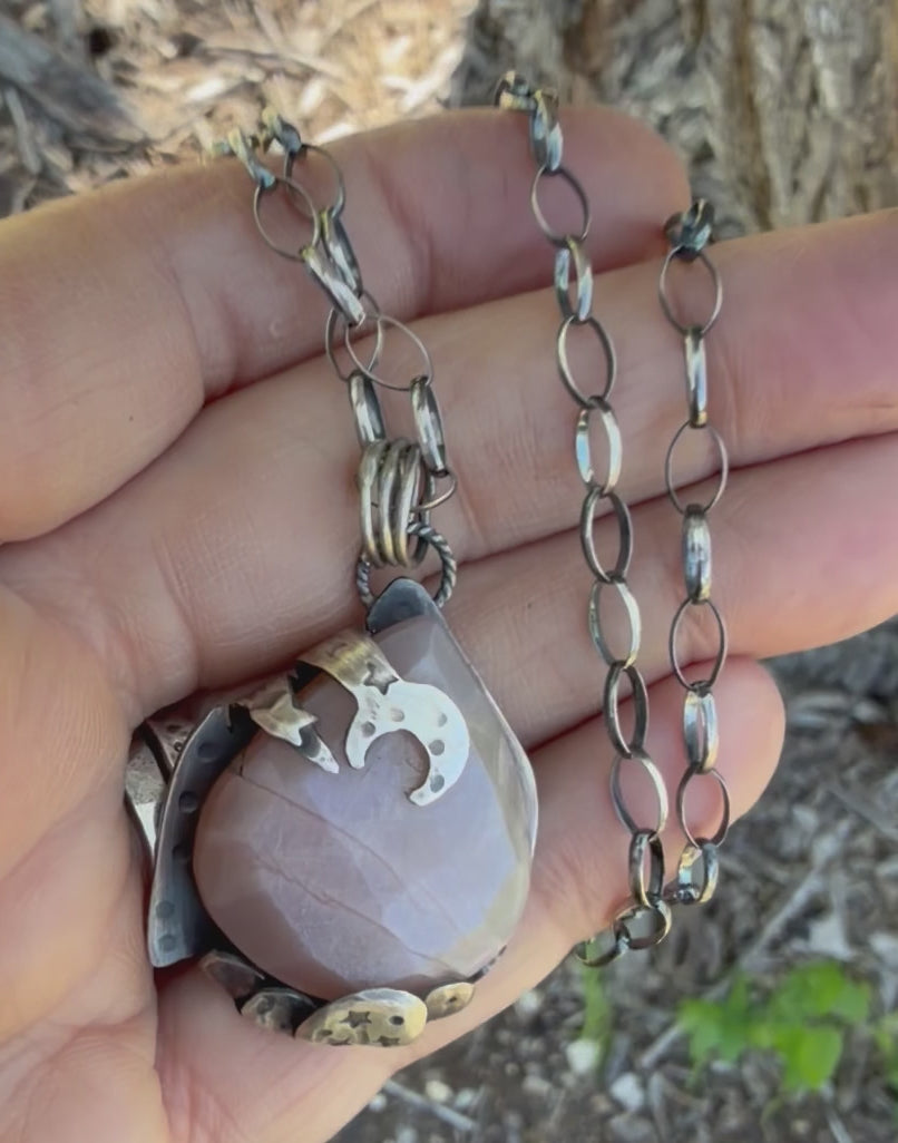 Moonstone Teardrop Asymmetrical Pendant