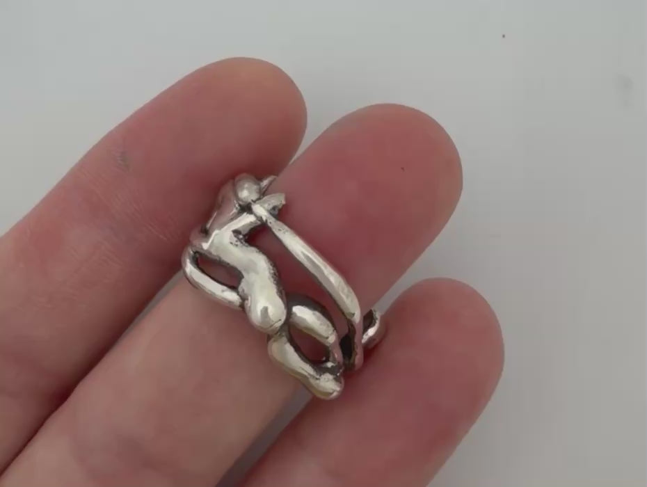 Sculptural Wide Sterling Silver Gloop Ring(Size 6)