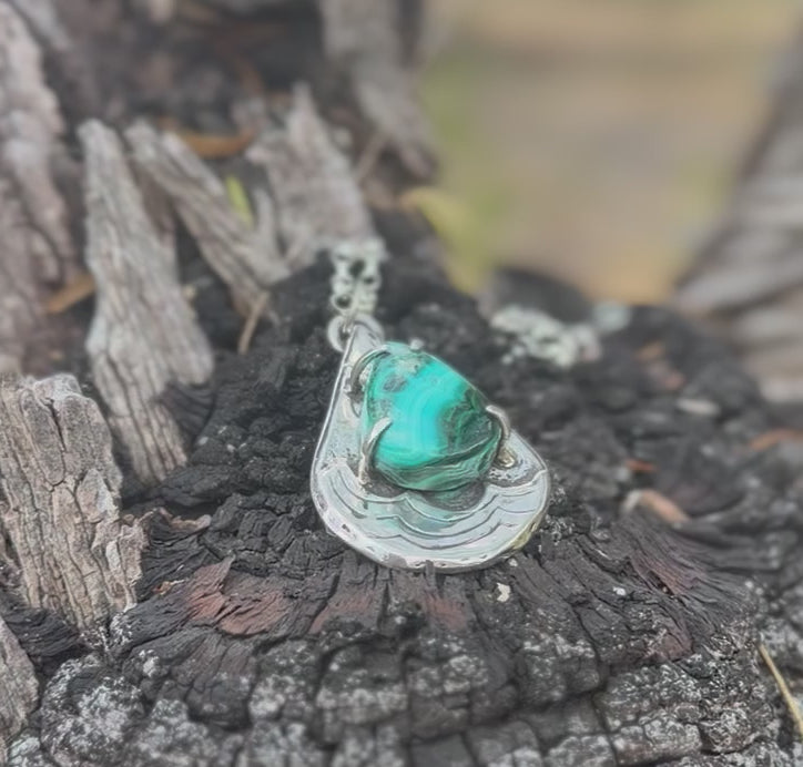 Chrysocolla Sterling Silver Water Drop Necklace