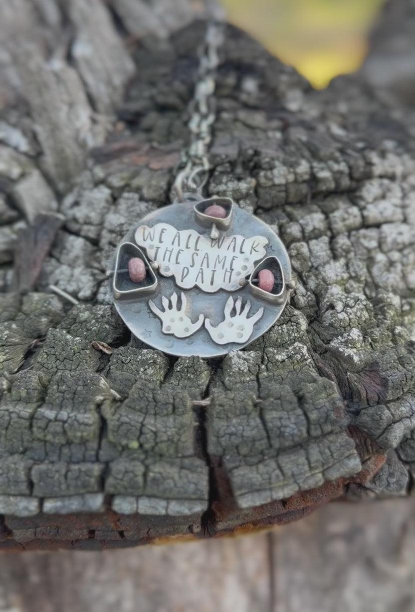 We All Walk the Same Path Opossum Paw Print Necklace